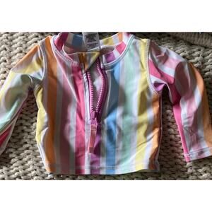 Ruffle Butts long sleeve swimsuit girls baby 6 12 Months Rash Guard Top Stripe
